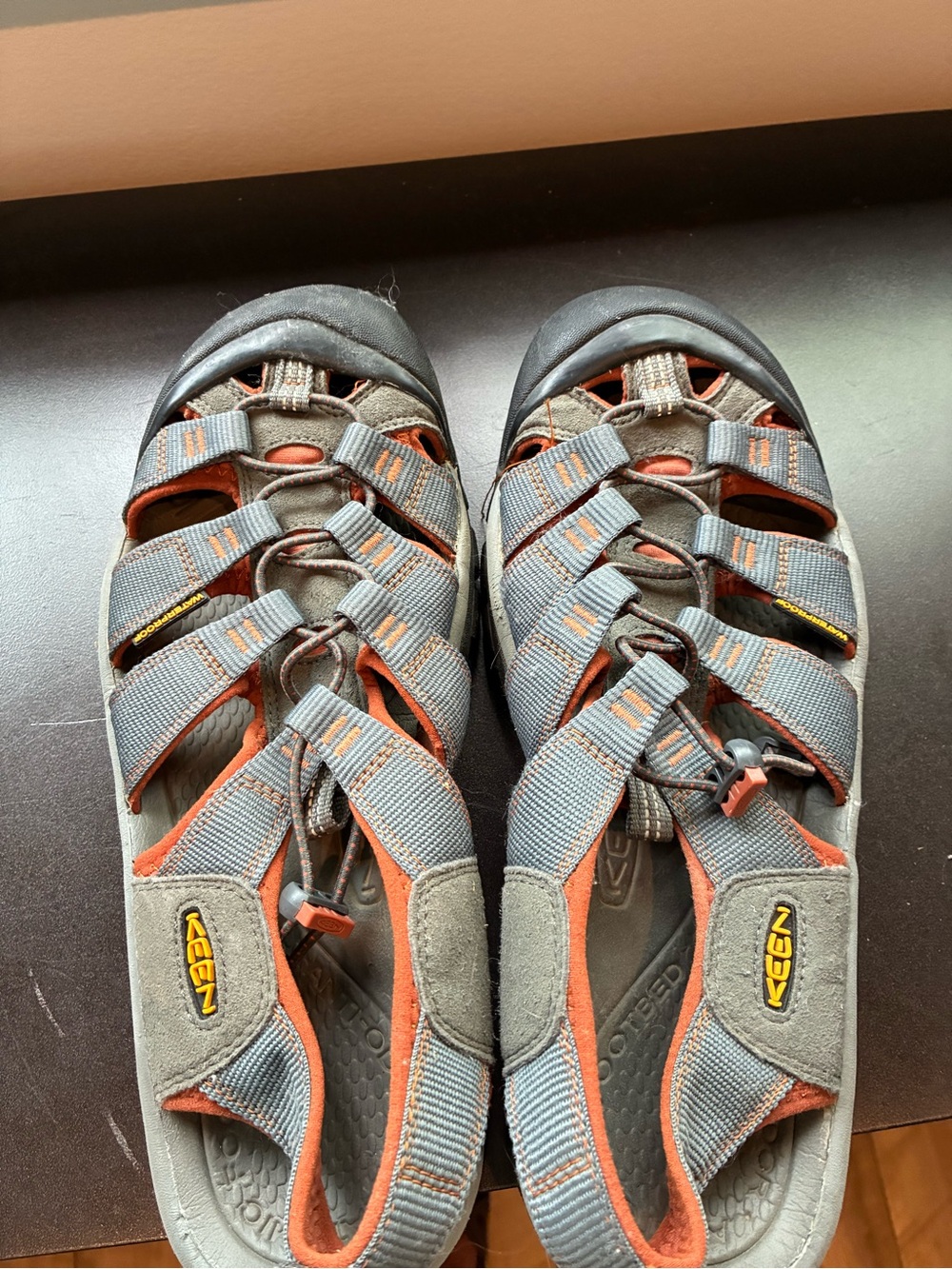 Keen Men's Gray and Orange Closed-Toe Sport Sandals